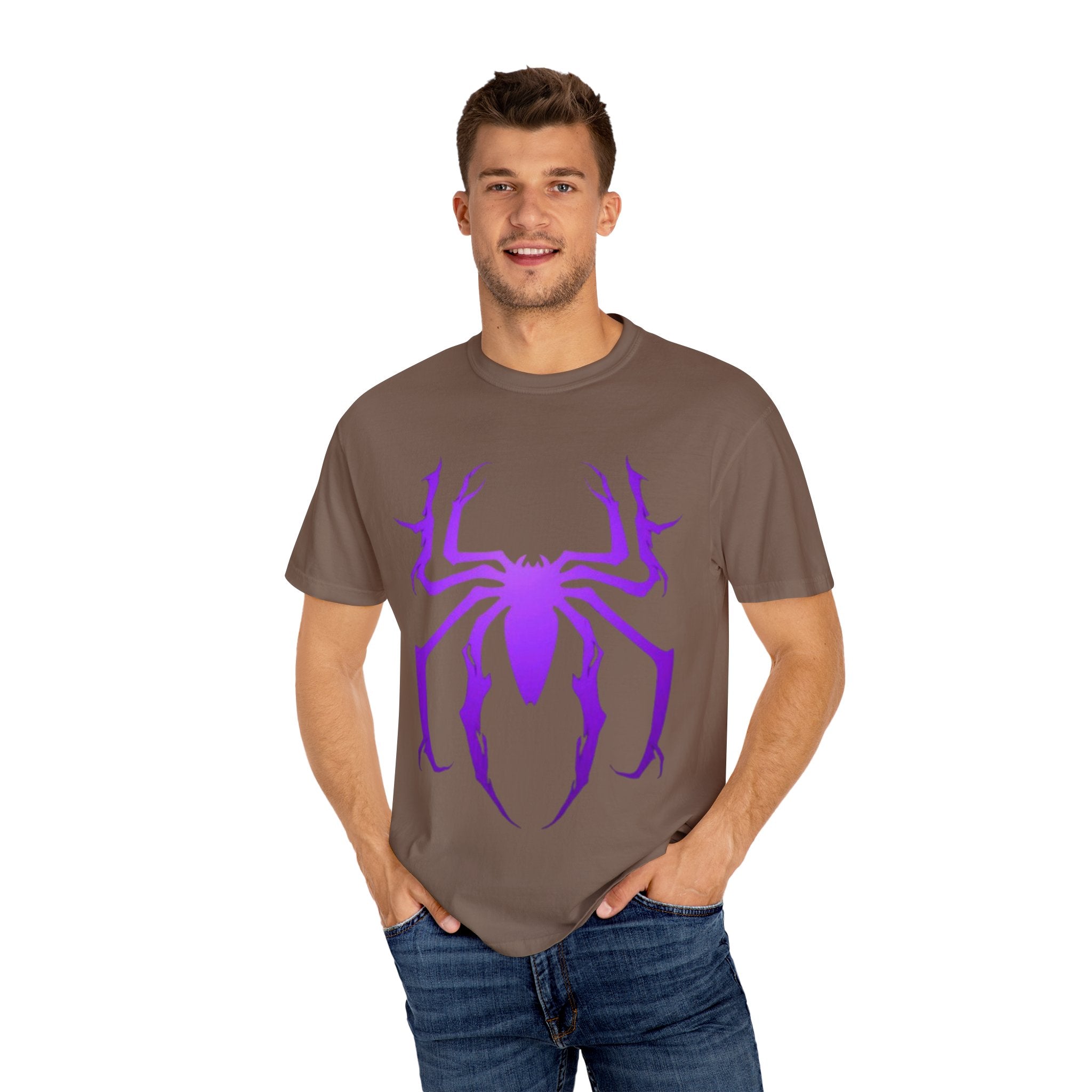 Purple Spider Graphic Unisex T-Shirt, Cool Cotton Tee, Casual Wear, Halloween Apparel, Graphic Shirt for Teens