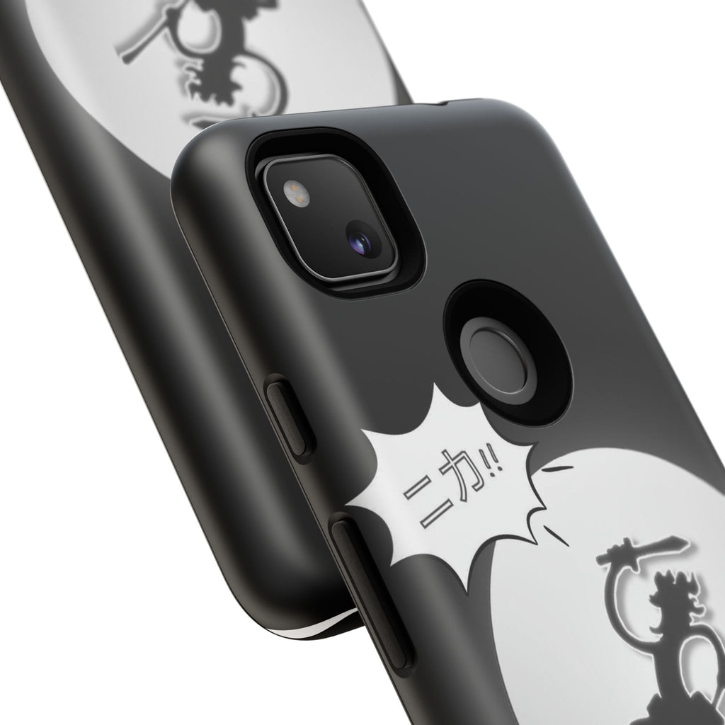 Black Cat Phone Case with Moon and Japanese Text, Tough Phone Case for Cat Lovers, Unique Gift for Birthdays, Halloween, and Everyday Use
