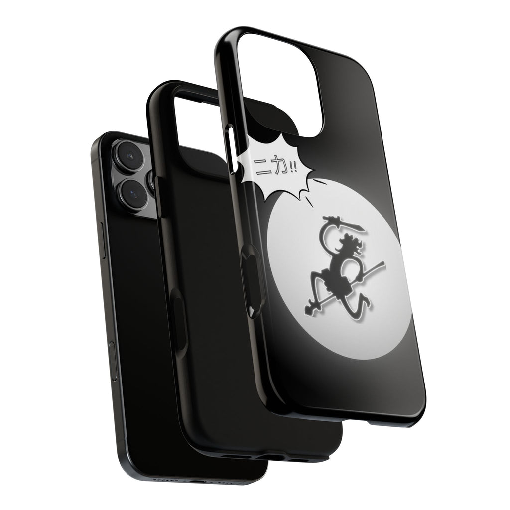 Black Cat Phone Case with Moon and Japanese Text, Tough Phone Case for Cat Lovers, Unique Gift for Birthdays, Halloween, and Everyday Use
