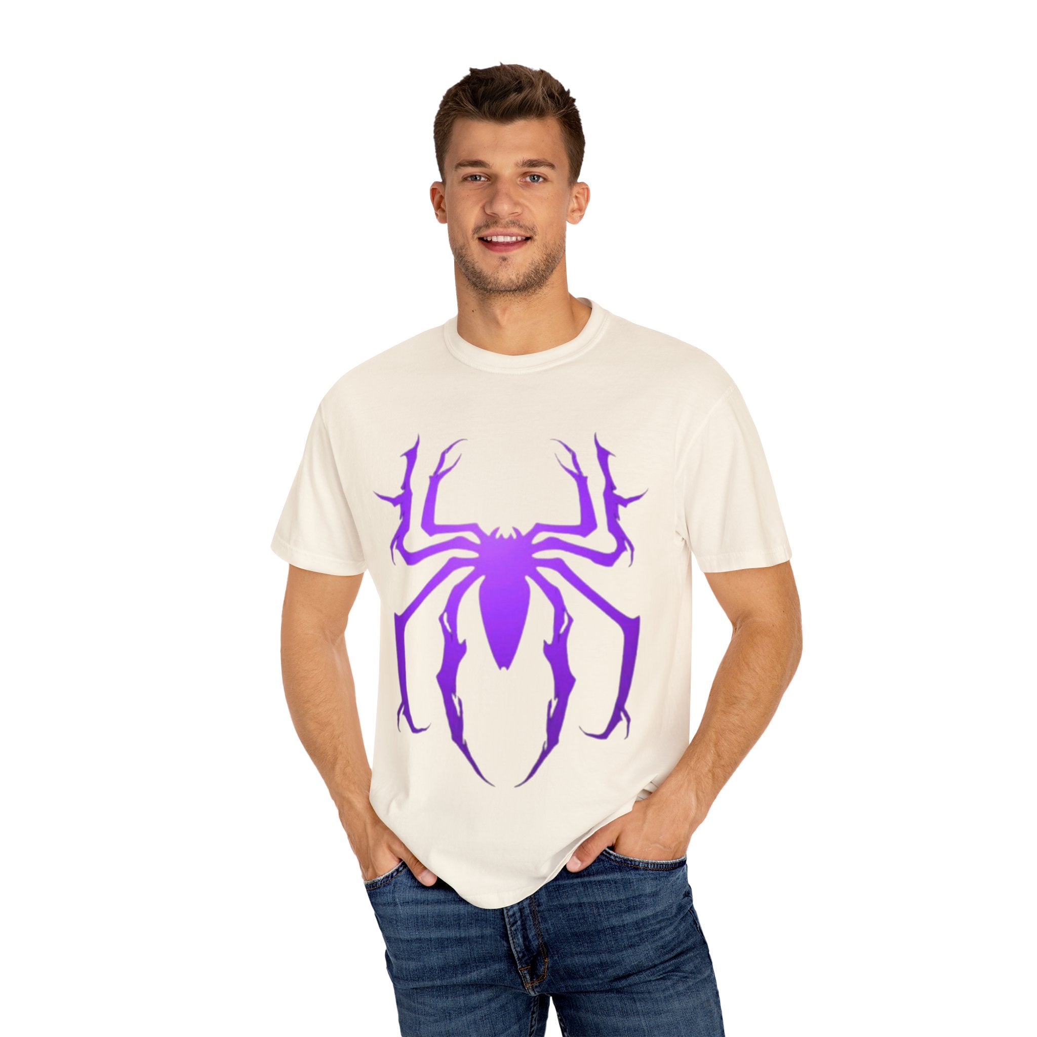 Purple Spider Graphic Unisex T-Shirt, Cool Cotton Tee, Casual Wear, Halloween Apparel, Graphic Shirt for Teens