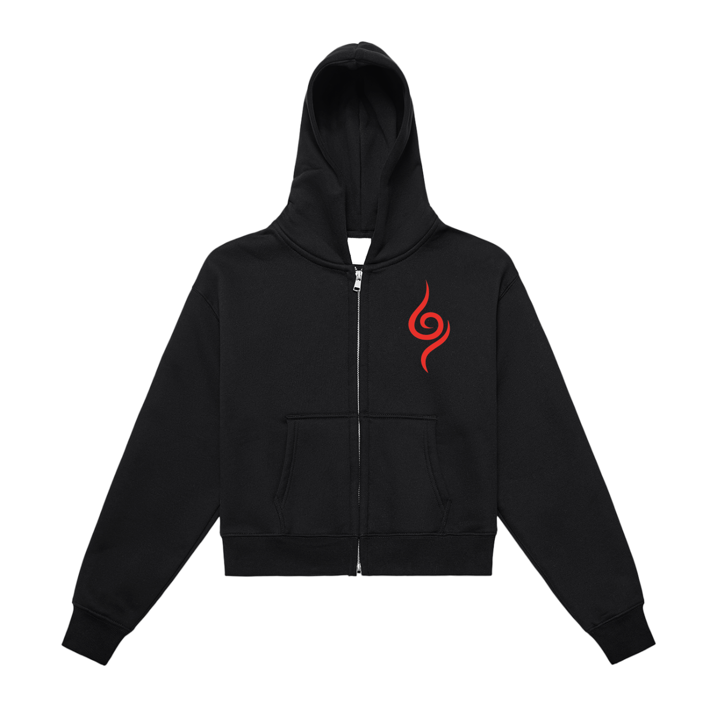 Fleeced Zip-Up Cropped Hoodie