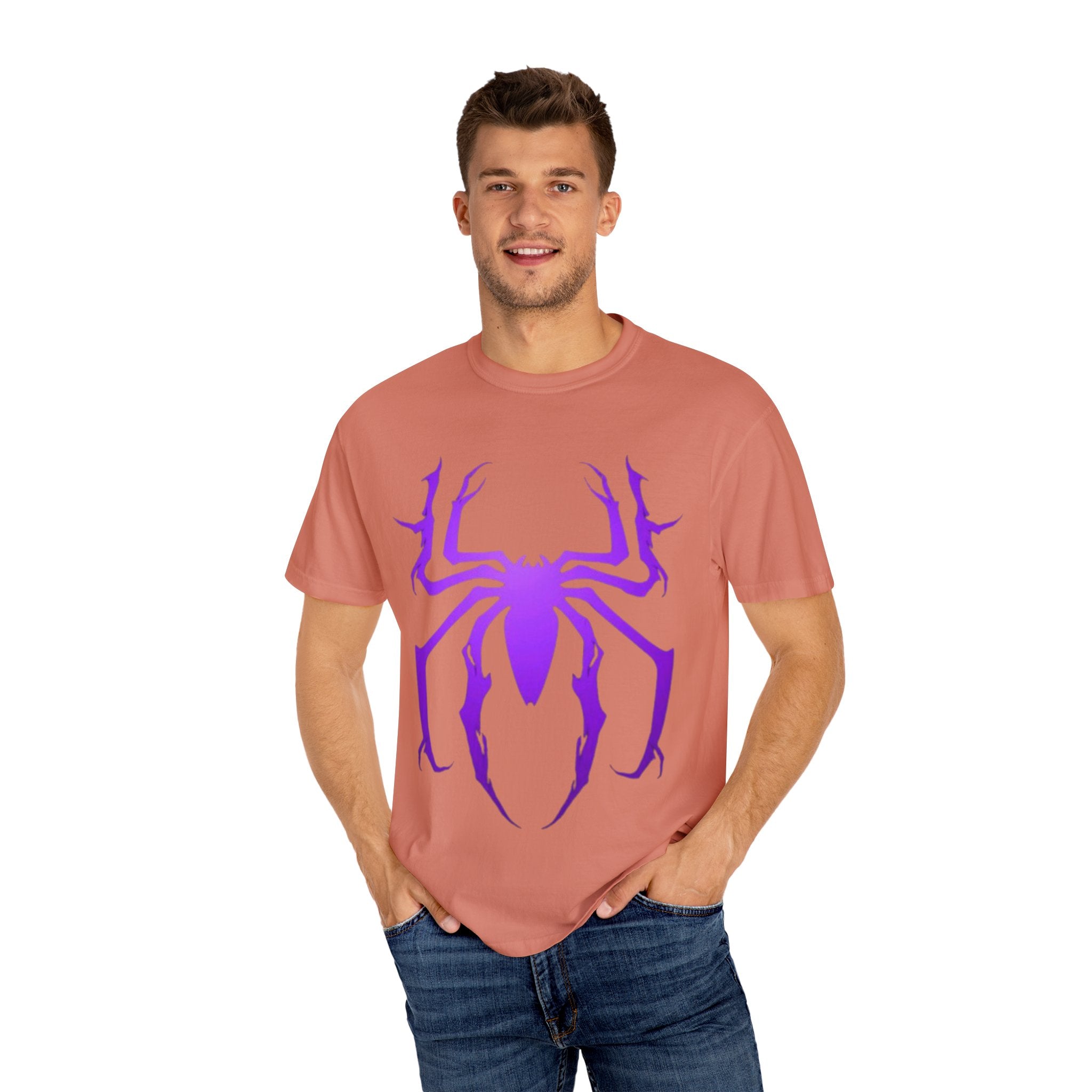 Purple Spider Graphic Unisex T-Shirt, Cool Cotton Tee, Casual Wear, Halloween Apparel, Graphic Shirt for Teens