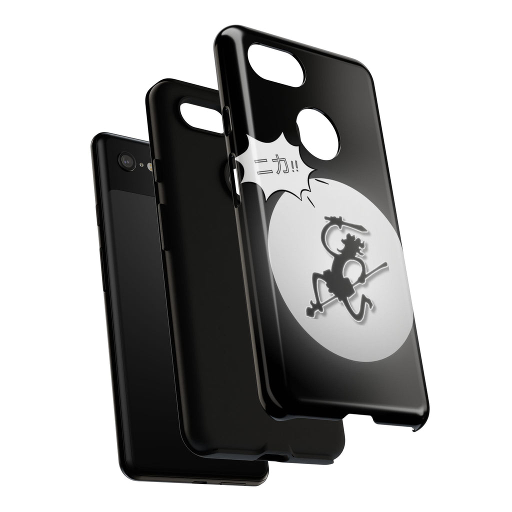 Black Cat Phone Case with Moon and Japanese Text, Tough Phone Case for Cat Lovers, Unique Gift for Birthdays, Halloween, and Everyday Use
