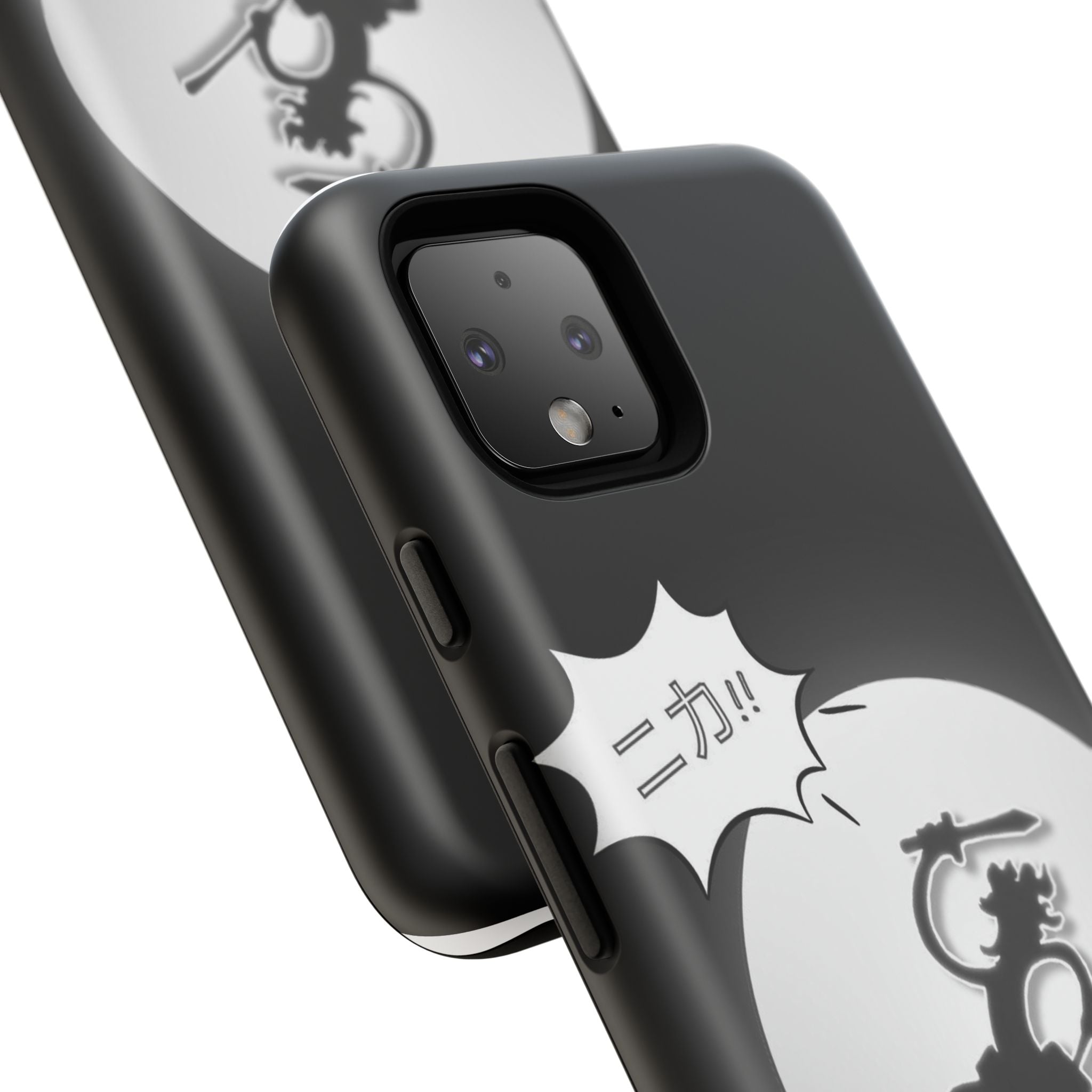 Black Cat Phone Case with Moon and Japanese Text, Tough Phone Case for Cat Lovers, Unique Gift for Birthdays, Halloween, and Everyday Use