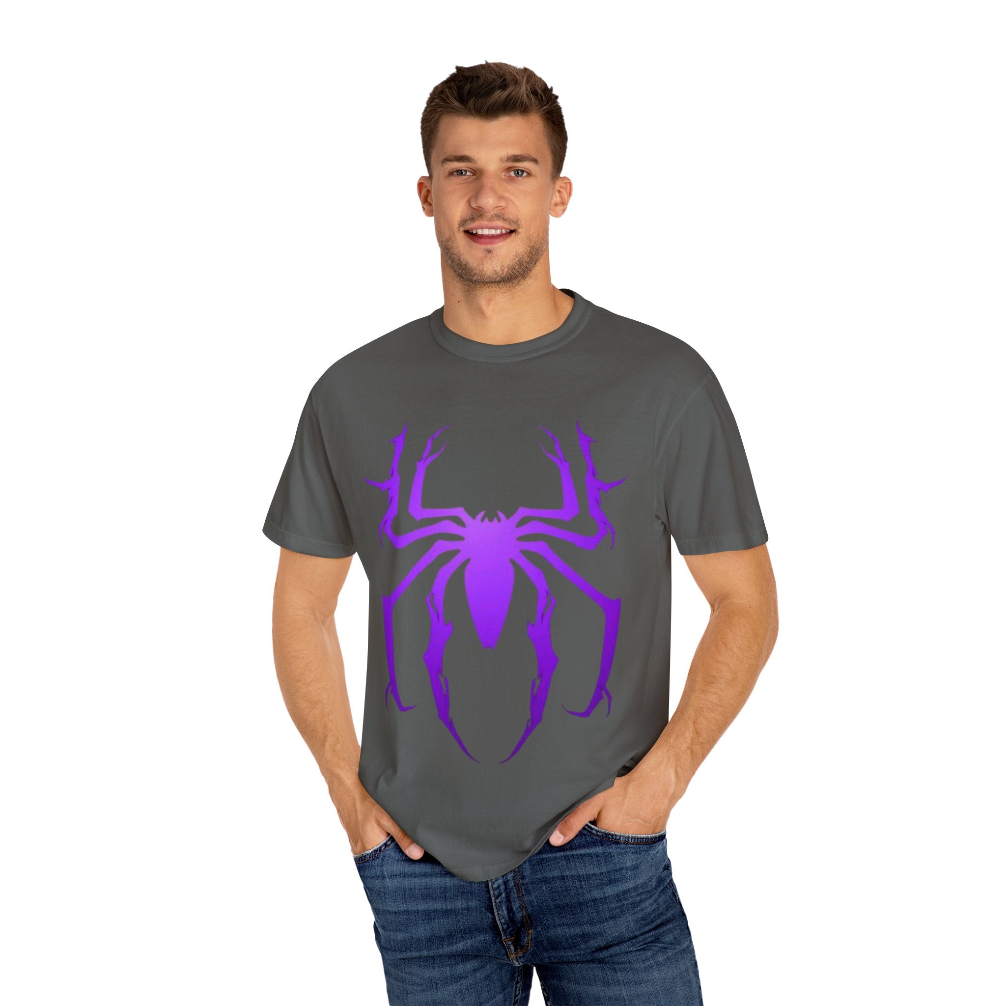 Purple Spider Graphic Unisex T-Shirt, Cool Cotton Tee, Casual Wear, Halloween Apparel, Graphic Shirt for Teens