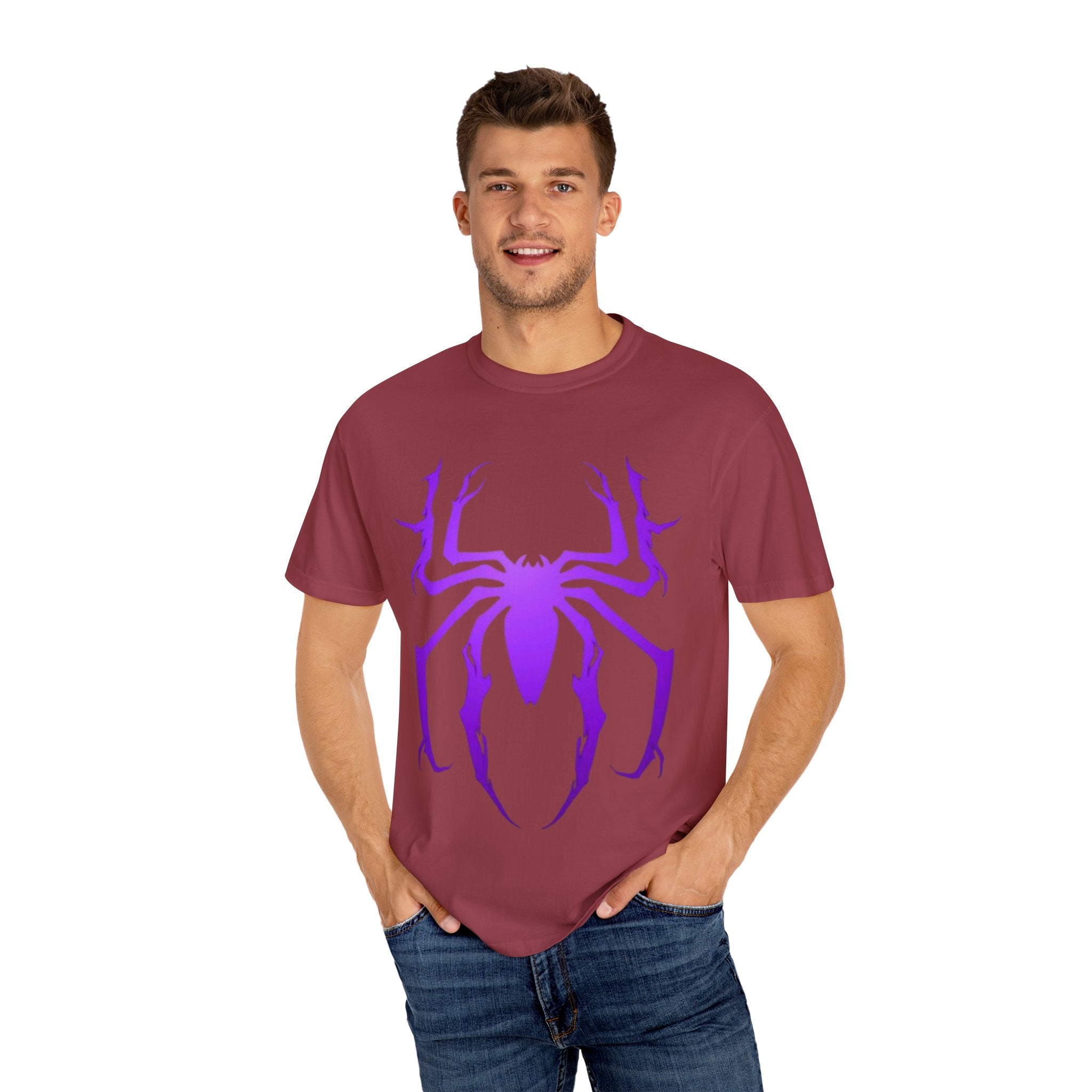 Purple Spider Graphic Unisex T-Shirt, Cool Cotton Tee, Casual Wear, Halloween Apparel, Graphic Shirt for Teens
