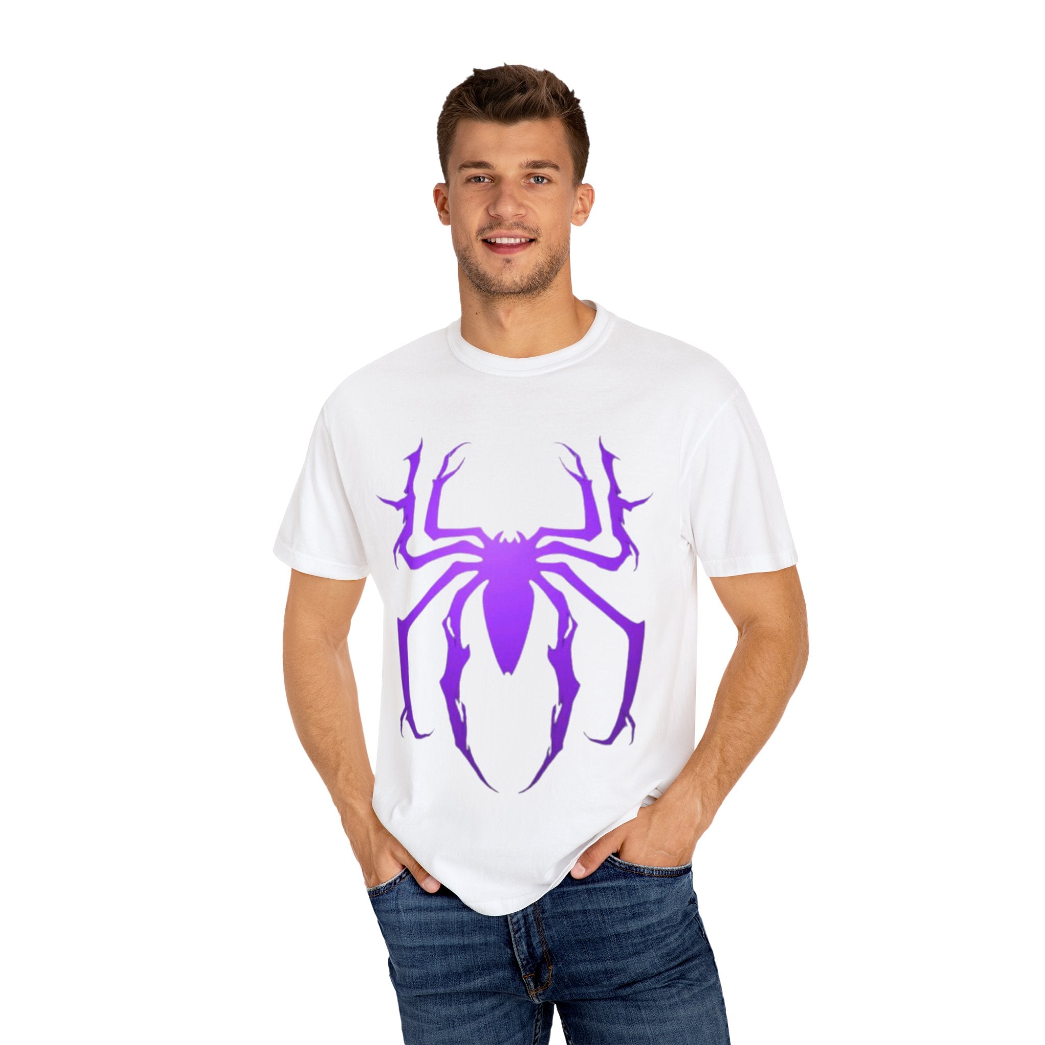 Purple Spider Graphic Unisex T-Shirt, Cool Cotton Tee, Casual Wear, Halloween Apparel, Graphic Shirt for Teens