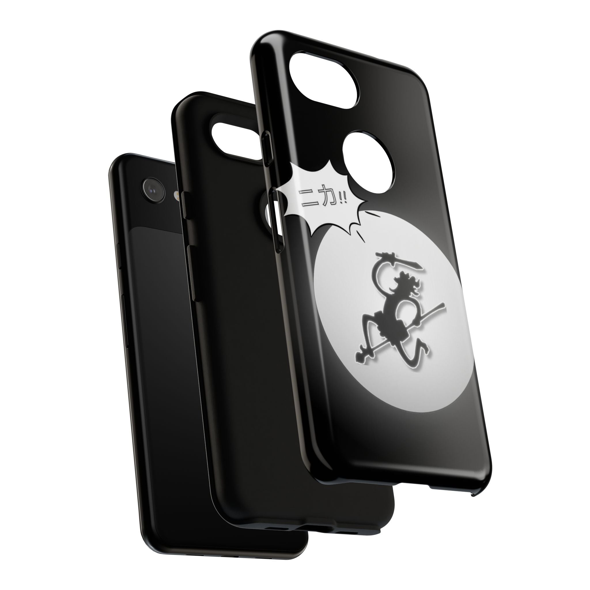 Black Cat Phone Case with Moon and Japanese Text, Tough Phone Case for Cat Lovers, Unique Gift for Birthdays, Halloween, and Everyday Use