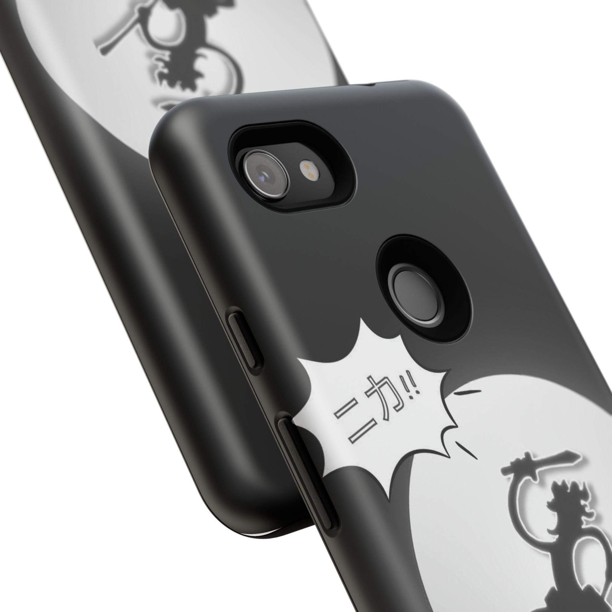 Black Cat Phone Case with Moon and Japanese Text, Tough Phone Case for Cat Lovers, Unique Gift for Birthdays, Halloween, and Everyday Use