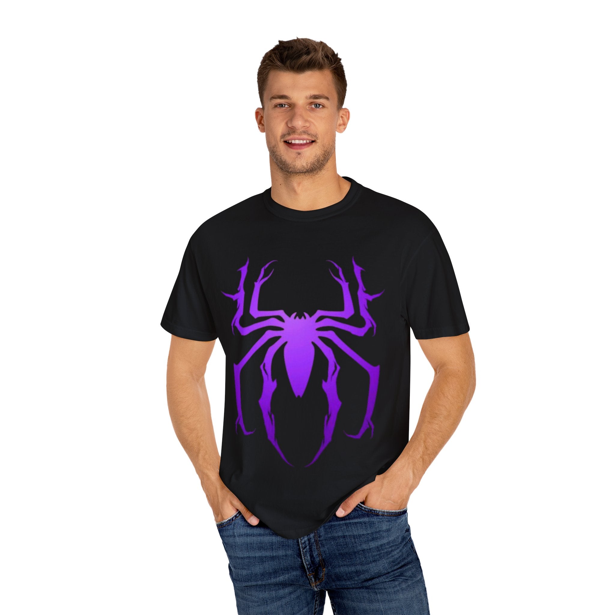 Purple Spider Graphic Unisex T-Shirt, Cool Cotton Tee, Casual Wear, Halloween Apparel, Graphic Shirt for Teens