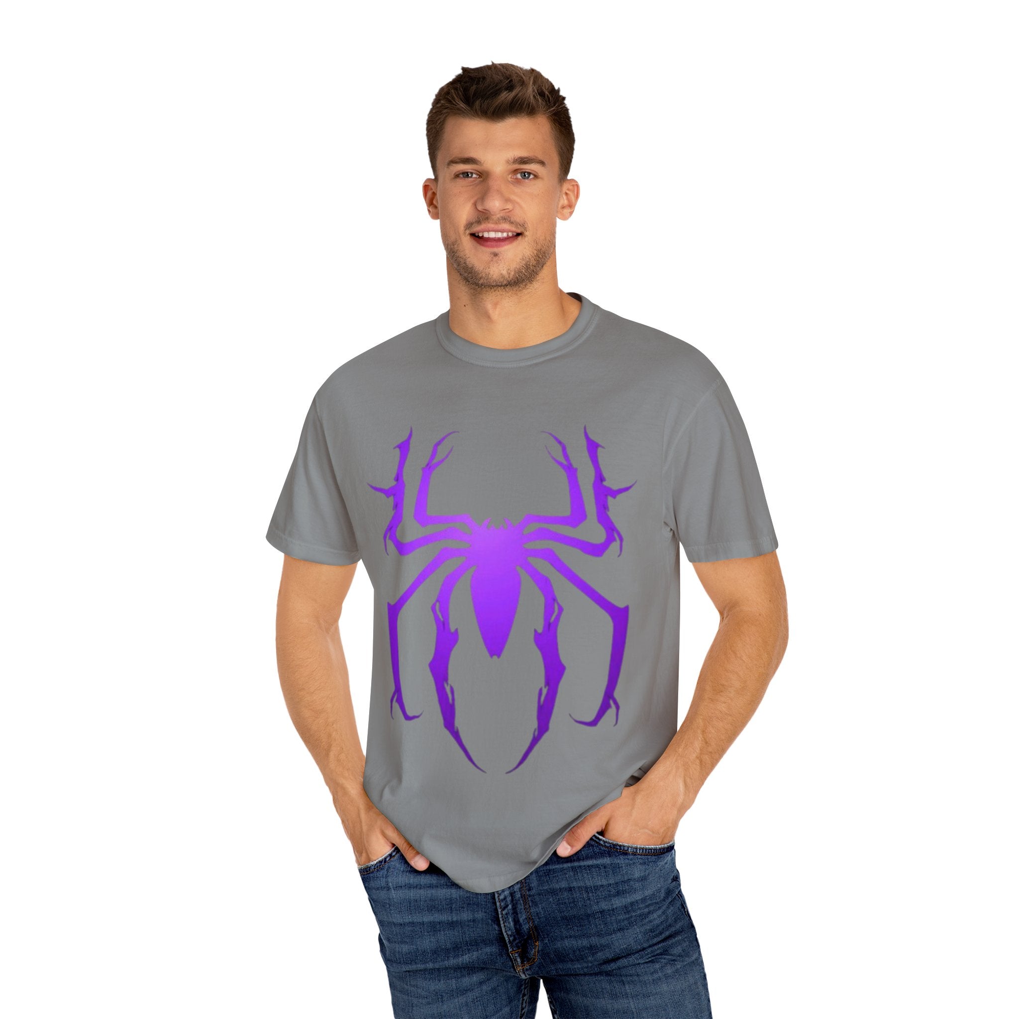 Purple Spider Graphic Unisex T-Shirt, Cool Cotton Tee, Casual Wear, Halloween Apparel, Graphic Shirt for Teens