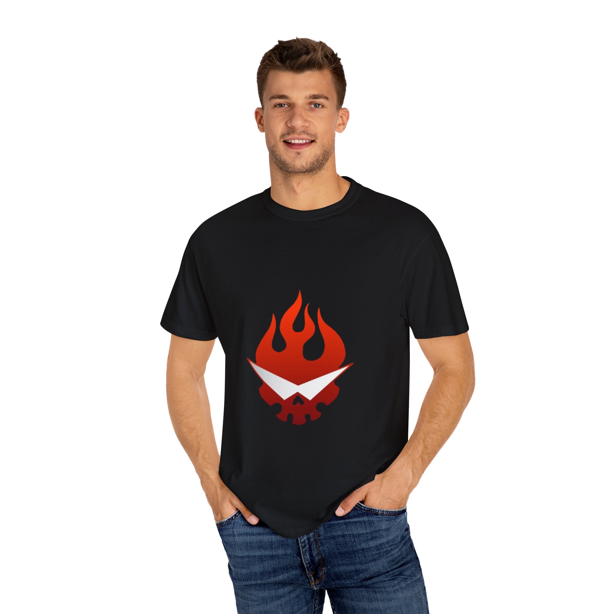 Flame Skull T-Shirt | Unisex Garment-Dyed Tee for Fans, Cool Casual Wear, Gift for Gamers, Summer Style