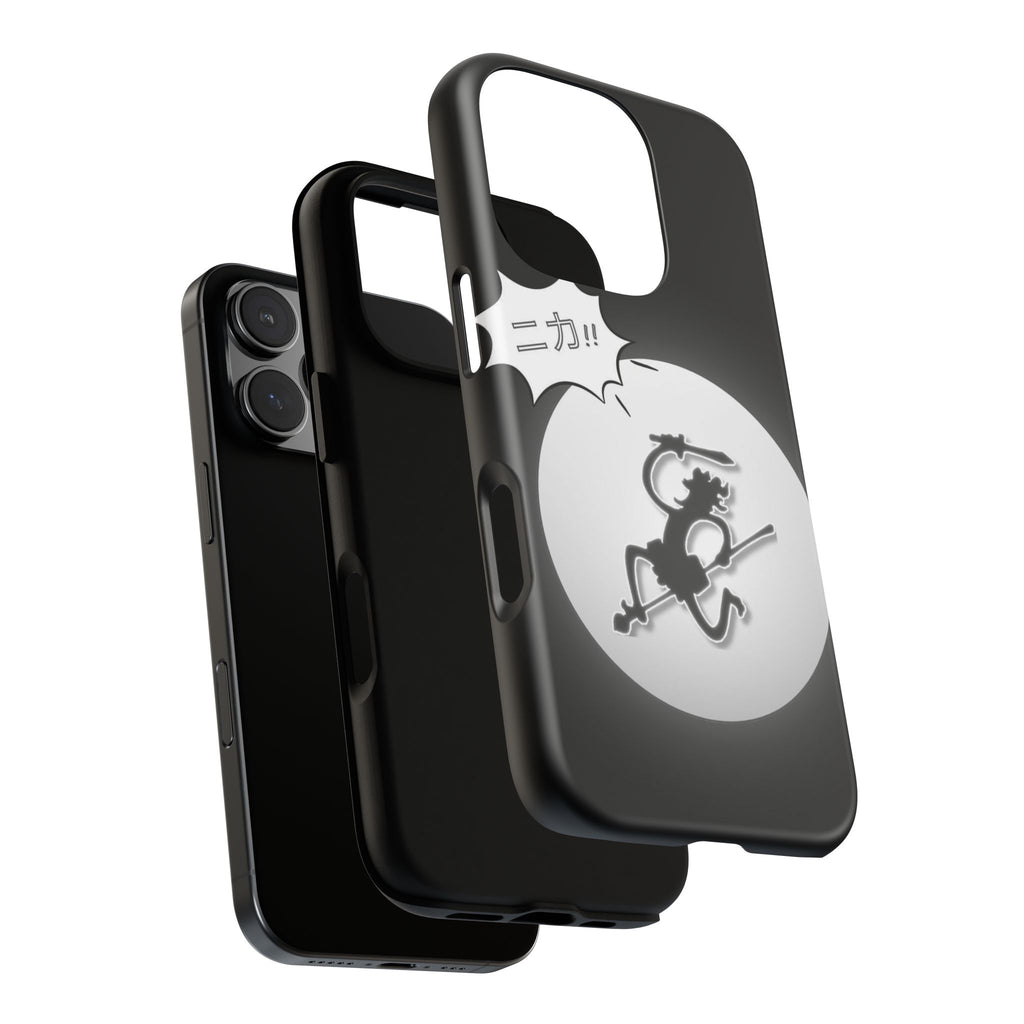 Black Cat Phone Case with Moon and Japanese Text, Tough Phone Case for Cat Lovers, Unique Gift for Birthdays, Halloween, and Everyday Use