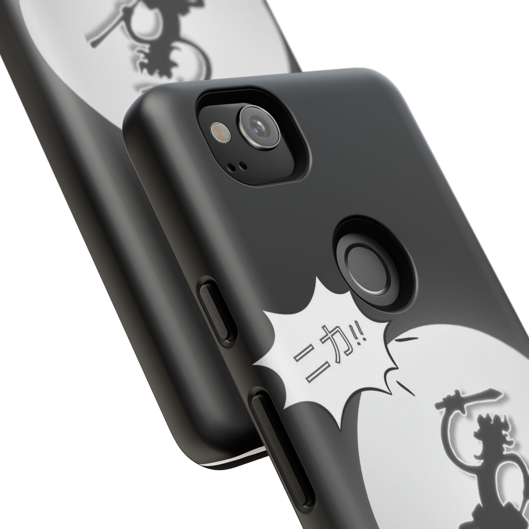 Black Cat Phone Case with Moon and Japanese Text, Tough Phone Case for Cat Lovers, Unique Gift for Birthdays, Halloween, and Everyday Use