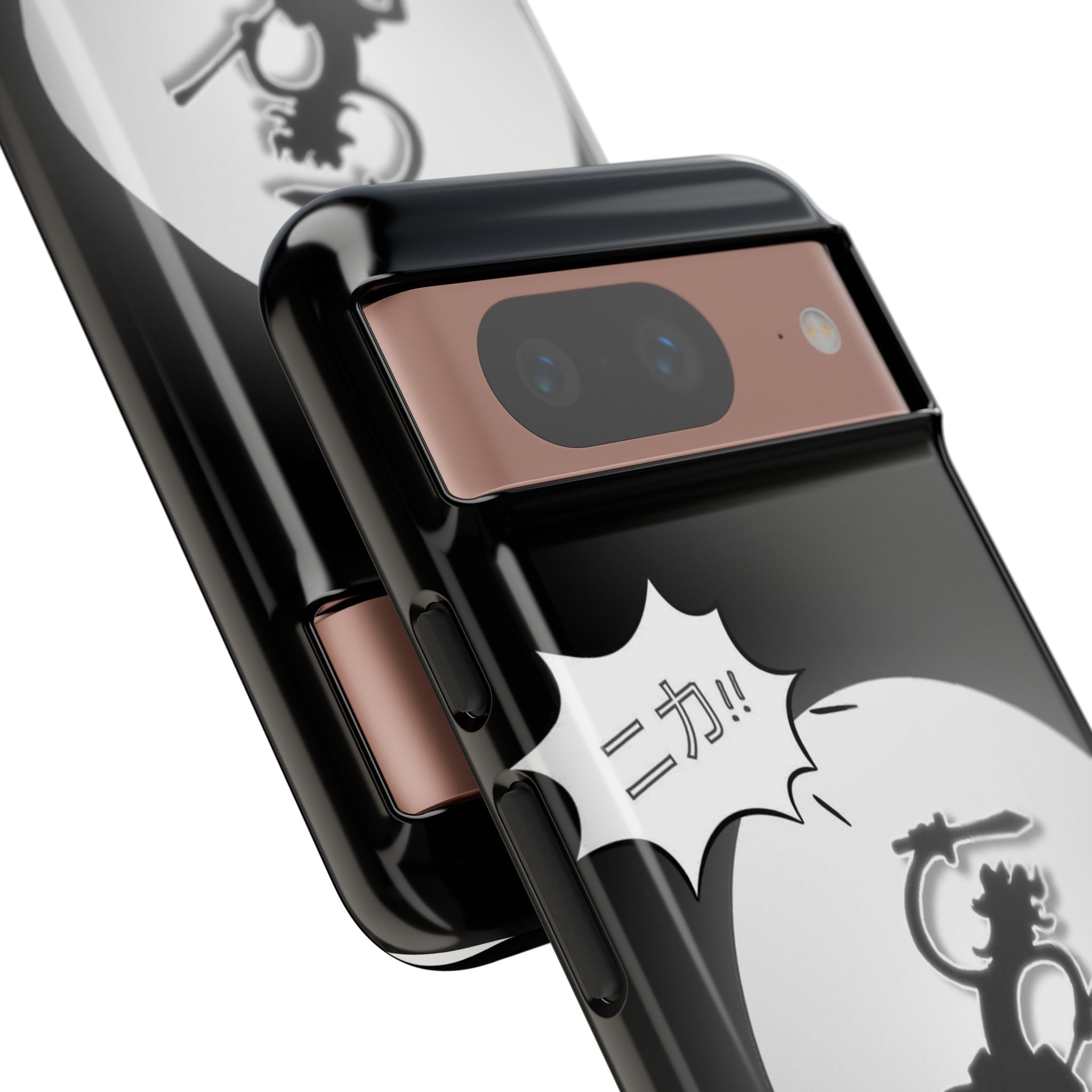 Black Cat Phone Case with Moon and Japanese Text, Tough Phone Case for Cat Lovers, Unique Gift for Birthdays, Halloween, and Everyday Use