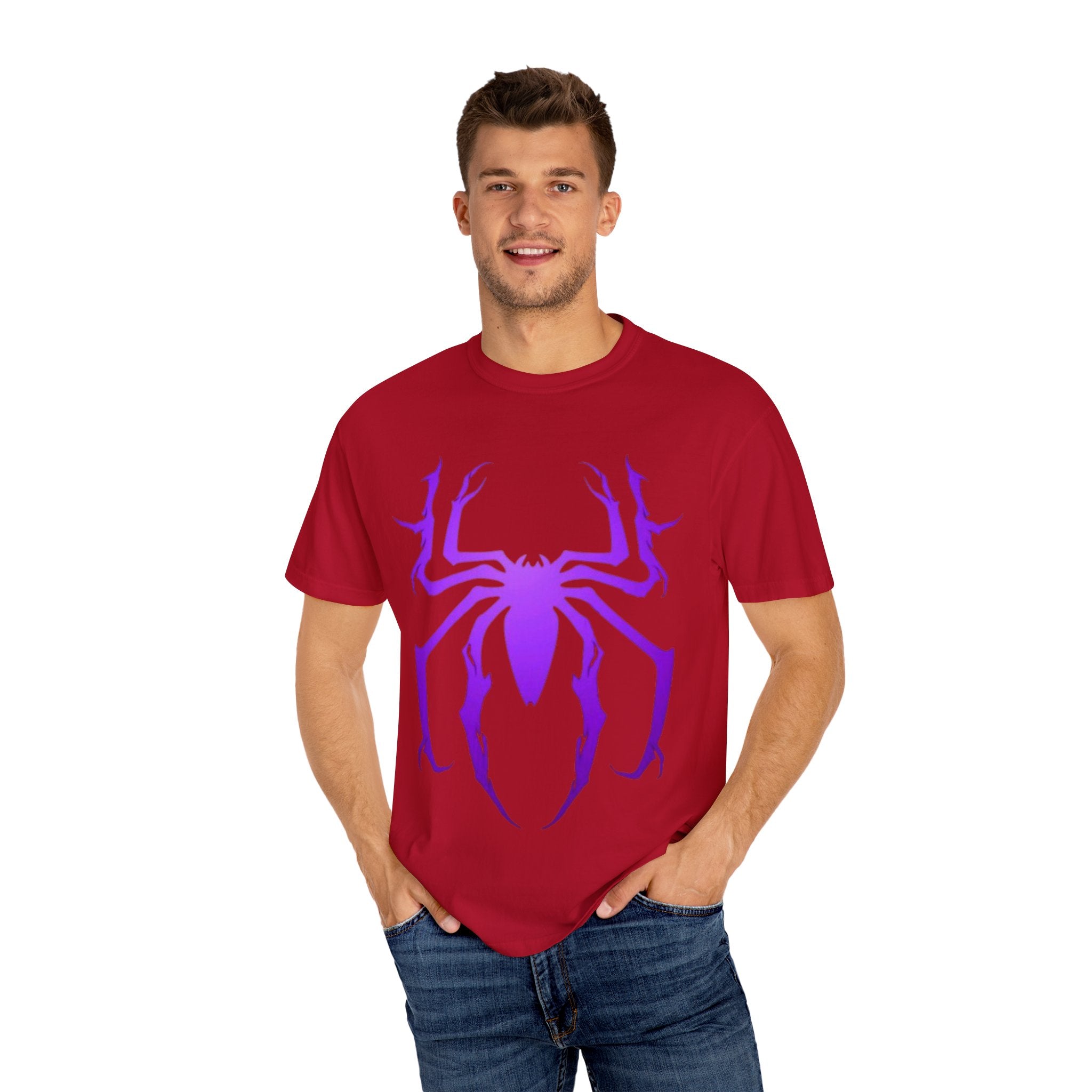 Purple Spider Graphic Unisex T-Shirt, Cool Cotton Tee, Casual Wear, Halloween Apparel, Graphic Shirt for Teens