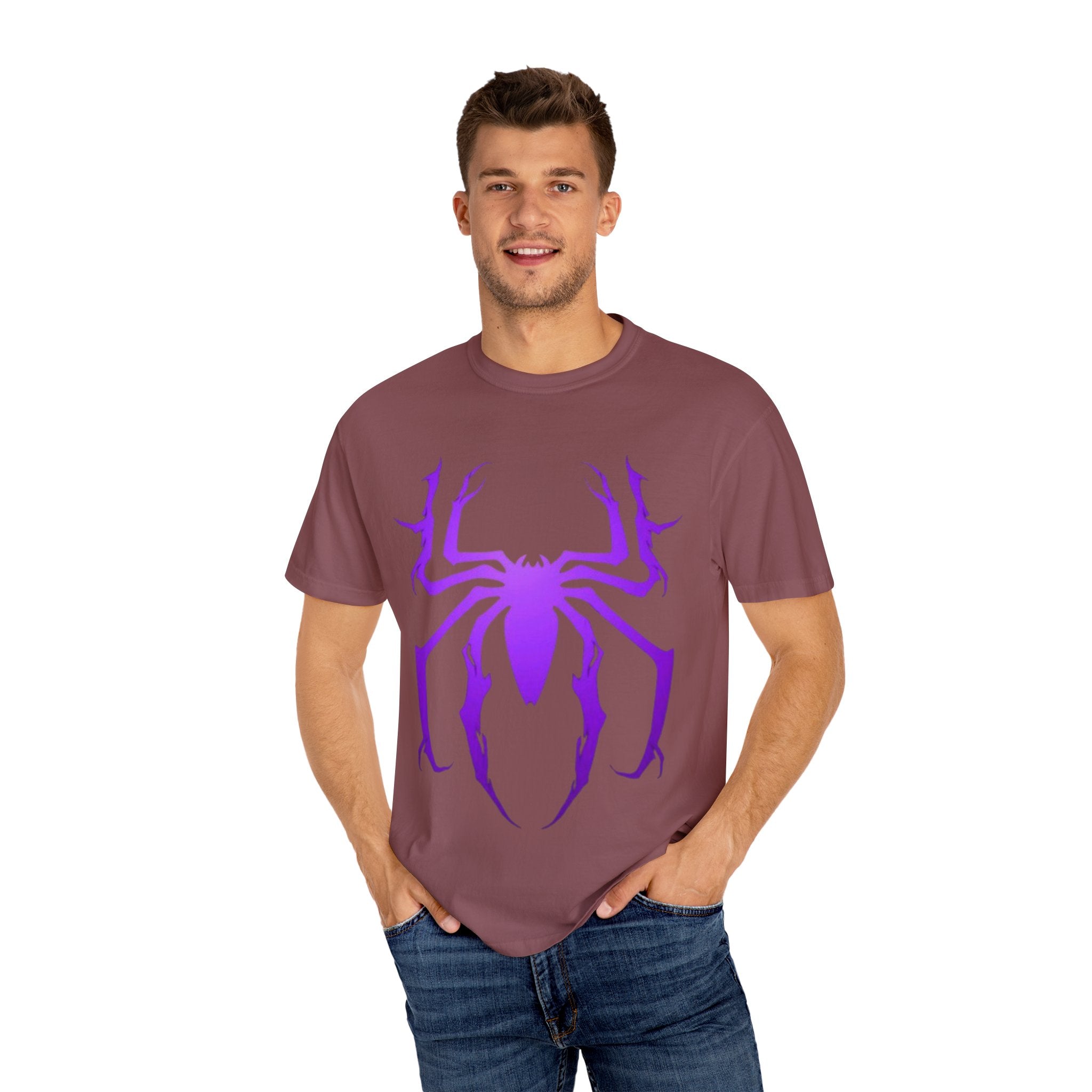 Purple Spider Graphic Unisex T-Shirt, Cool Cotton Tee, Casual Wear, Halloween Apparel, Graphic Shirt for Teens
