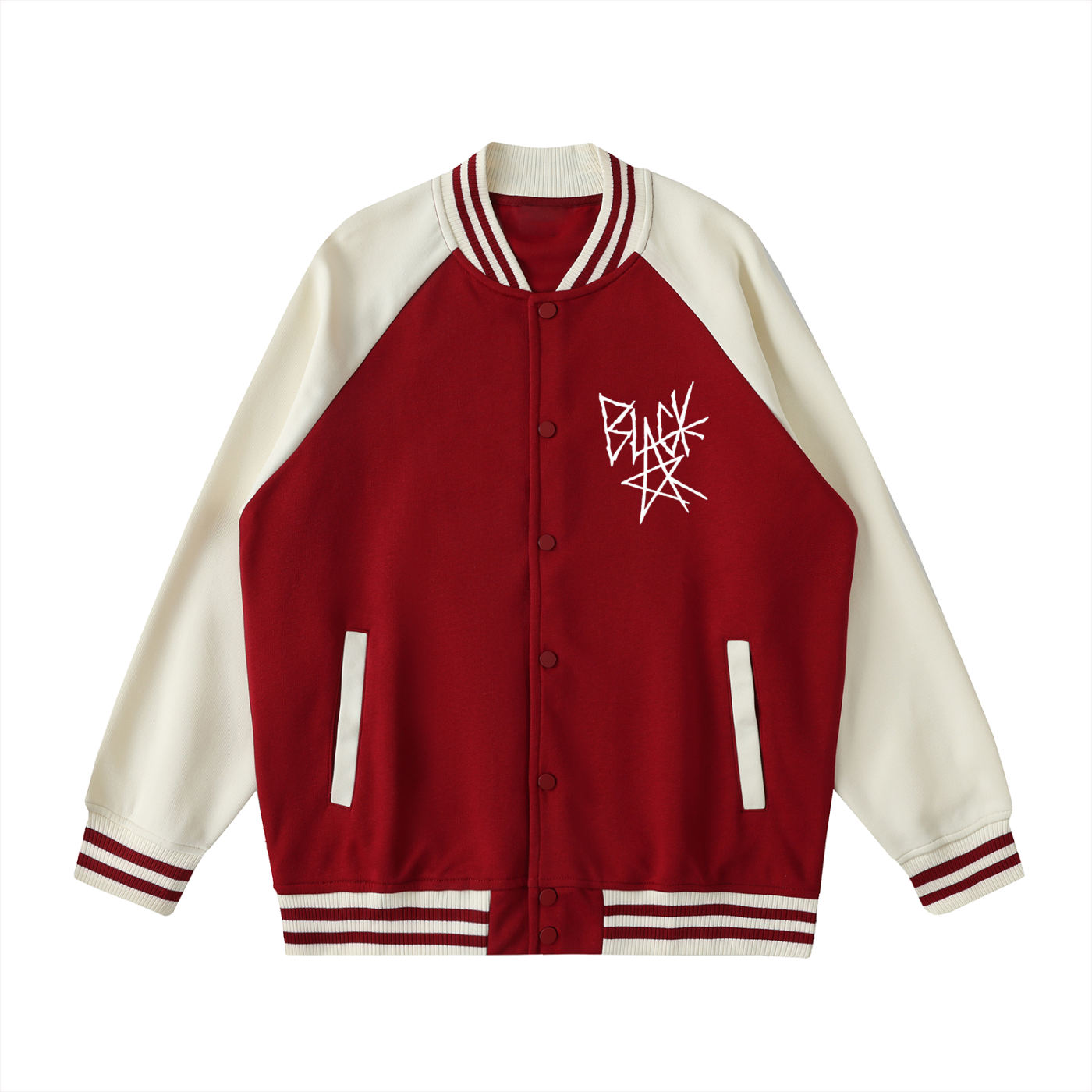 Two Tone Raglan Sleeve Varsity Jacket