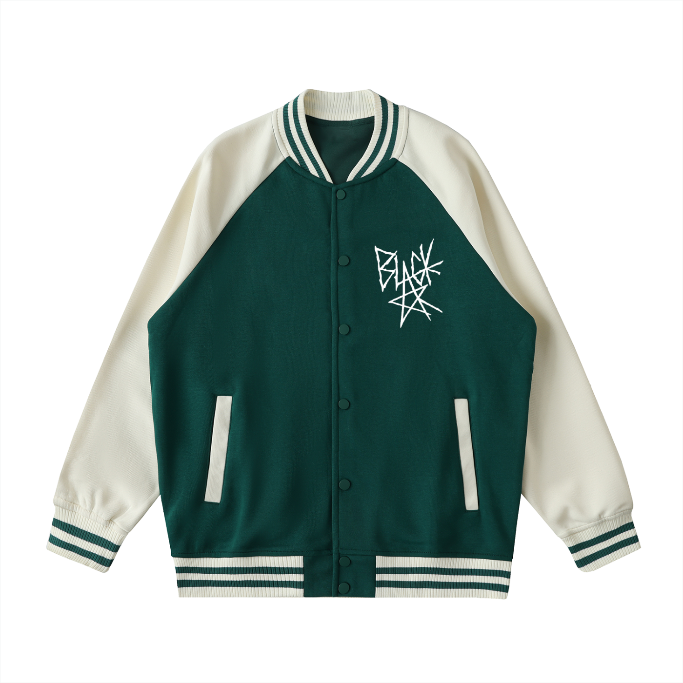 Two Tone Raglan Sleeve Varsity Jacket