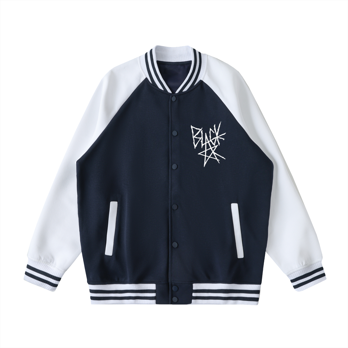 Two Tone Raglan Sleeve Varsity Jacket